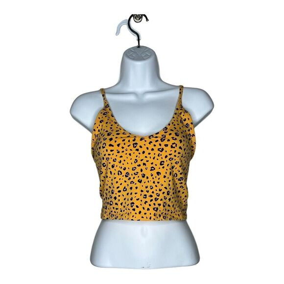 Sunday Best Tops - Aritiza Sunday Best Yellow Leopard Print Crop Top Womens Size Small Festival